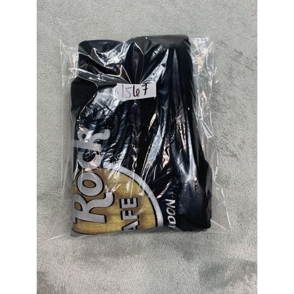 Hard Rock Cafe London Mens Large Black T-Shirt Gold Logo Crew Neck UAE - Picture 7 of 7